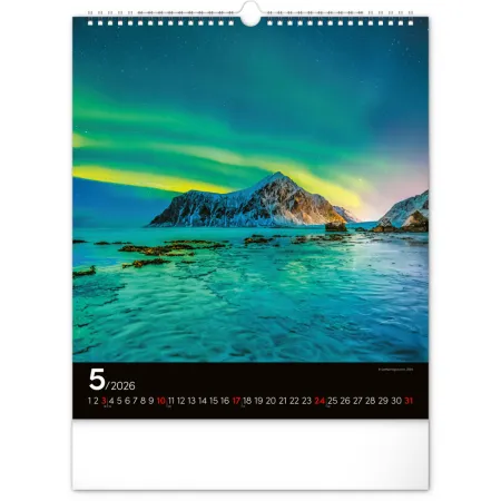 NOTIQUE Nástěnný kalendář Polární záře 2026, 30 x 34 cm