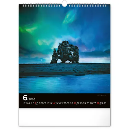 NOTIQUE Nástěnný kalendář Polární záře 2026, 30 x 34 cm