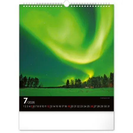 NOTIQUE Nástěnný kalendář Polární záře 2026, 30 x 34 cm