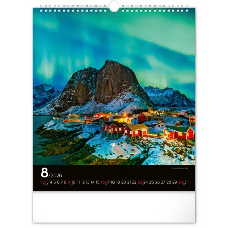 NOTIQUE Nástěnný kalendář Polární záře 2026, 30 x 34 cm