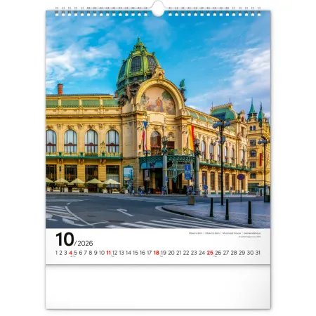 NOTIQUE Nástěnný kalendář Praha 2026, 30 x 34 cm