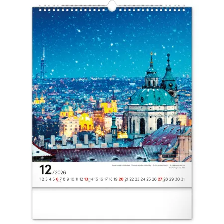 NOTIQUE Nástěnný kalendář Praha 2026, 30 x 34 cm