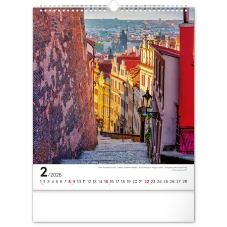 NOTIQUE Nástěnný kalendář Praha 2026, 30 x 34 cm
