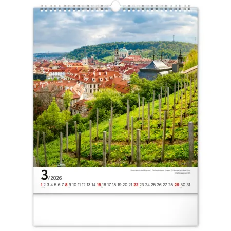 NOTIQUE Nástěnný kalendář Praha 2026, 30 x 34 cm