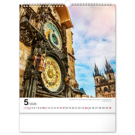 NOTIQUE Nástěnný kalendář Praha 2026, 30 x 34 cm