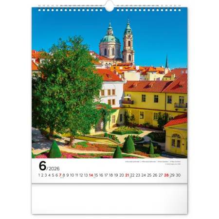 NOTIQUE Nástěnný kalendář Praha 2026, 30 x 34 cm