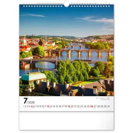 NOTIQUE Nástěnný kalendář Praha 2026, 30 x 34 cm