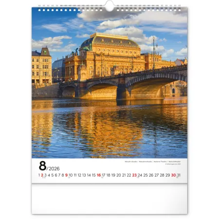 NOTIQUE Nástěnný kalendář Praha 2026, 30 x 34 cm
