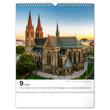 NOTIQUE Nástěnný kalendář Praha 2026, 30 x 34 cm