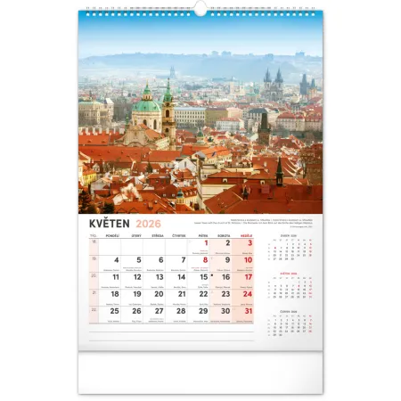 NOTIQUE Nástěnný kalendář Praha 2026, 33 x 46 cm