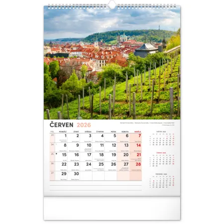 NOTIQUE Nástěnný kalendář Praha 2026, 33 x 46 cm