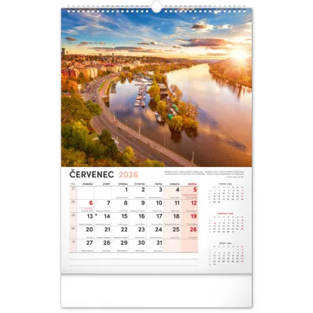 NOTIQUE Nástěnný kalendář Praha 2026, 33 x 46 cm