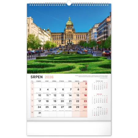 NOTIQUE Nástěnný kalendář Praha 2026, 33 x 46 cm