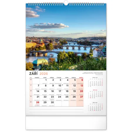 NOTIQUE Nástěnný kalendář Praha 2026, 33 x 46 cm