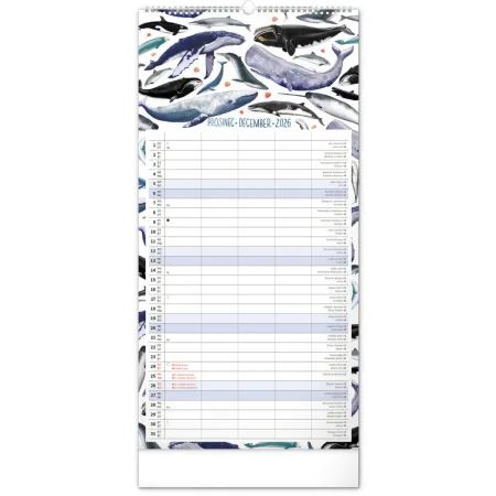 NOTIQUE Nástěnný kalendář Rodinný plánovací Animalium 2026, 21 x 42 cm