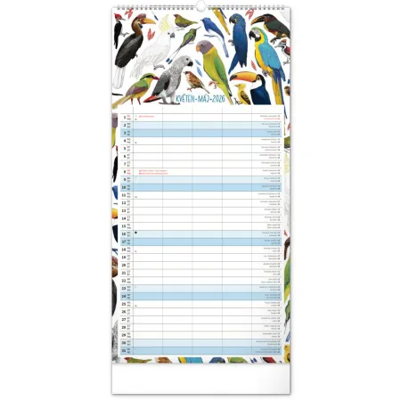 NOTIQUE Nástěnný kalendář Rodinný plánovací Animalium 2026, 21 x 42 cm