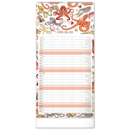 NOTIQUE Nástěnný kalendář Rodinný plánovací Animalium 2026, 21 x 42 cm