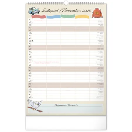 NOTIQUE Nástěnný kalendář Rodinný plánovací Harry Potter 2026, 33 x 46 cm