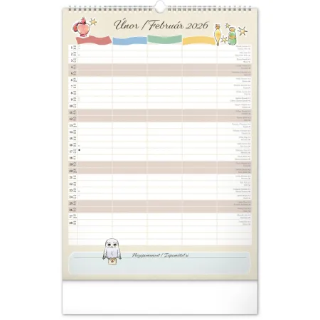 NOTIQUE Nástěnný kalendář Rodinný plánovací Harry Potter 2026, 33 x 46 cm