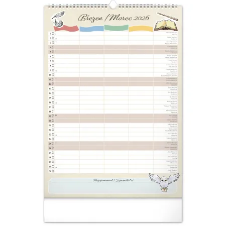 NOTIQUE Nástěnný kalendář Rodinný plánovací Harry Potter 2026, 33 x 46 cm