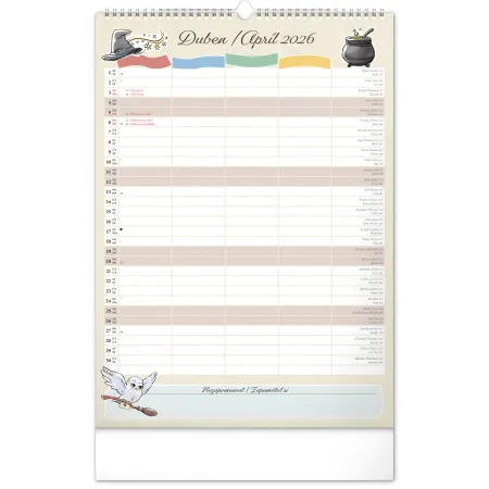 NOTIQUE Nástěnný kalendář Rodinný plánovací Harry Potter 2026, 33 x 46 cm