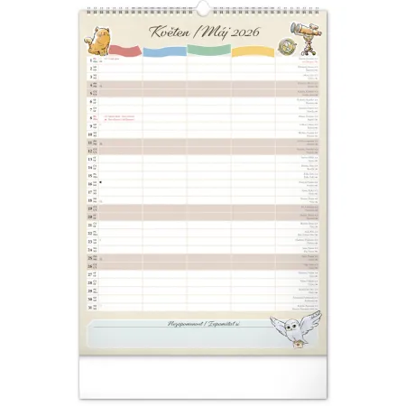 NOTIQUE Nástěnný kalendář Rodinný plánovací Harry Potter 2026, 33 x 46 cm