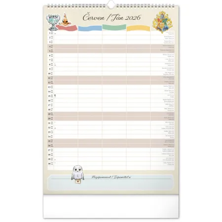 NOTIQUE Nástěnný kalendář Rodinný plánovací Harry Potter 2026, 33 x 46 cm