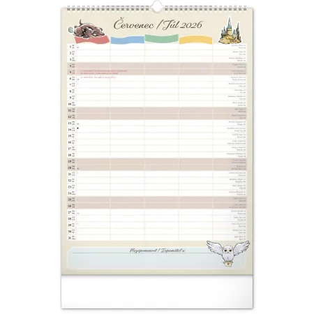 NOTIQUE Nástěnný kalendář Rodinný plánovací Harry Potter 2026, 33 x 46 cm