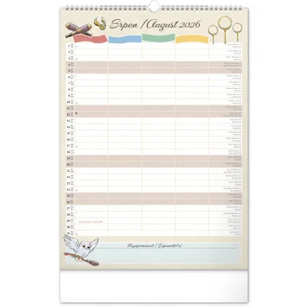 NOTIQUE Nástěnný kalendář Rodinný plánovací Harry Potter 2026, 33 x 46 cm