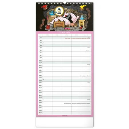 NOTIQUE Nástěnný kalendář Rodinný plánovací Krteček 2026, 21 x 42 cm