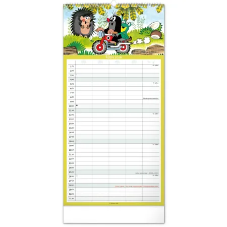 NOTIQUE Nástěnný kalendář Rodinný plánovací Krteček 2026, 21 x 42 cm