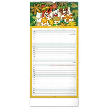 NOTIQUE Nástěnný kalendář Rodinný plánovací Krteček 2026, 21 x 42 cm