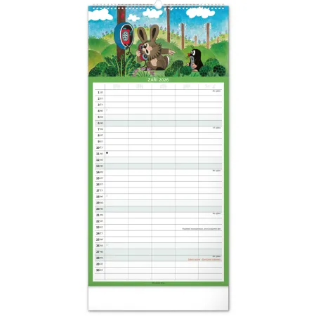 NOTIQUE Nástěnný kalendář Rodinný plánovací Krteček 2026, 21 x 42 cm