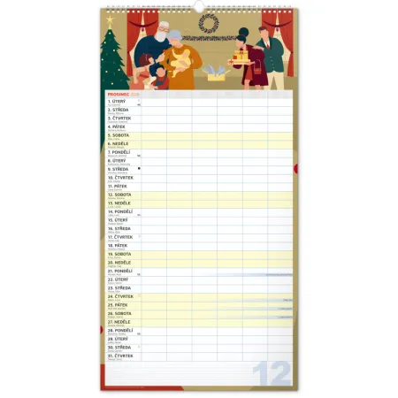 NOTIQUE Nástěnný kalendář Rodinný plánovací XXL 2026, 33 x 64 cm