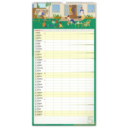 NOTIQUE Nástěnný kalendář Rodinný plánovací XXL 2026, 33 x 64 cm