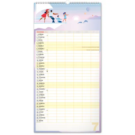 NOTIQUE Nástěnný kalendář Rodinný plánovací XXL 2026, 33 x 64 cm