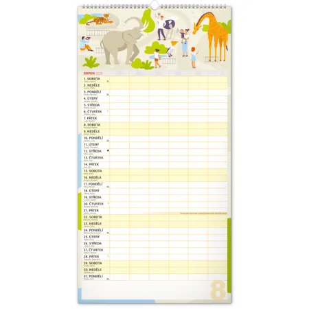 NOTIQUE Nástěnný kalendář Rodinný plánovací XXL 2026, 33 x 64 cm