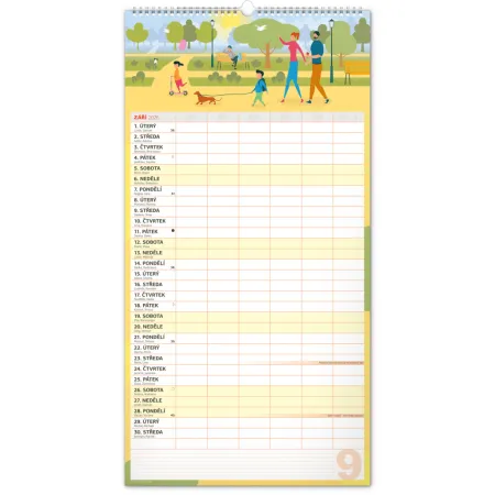 NOTIQUE Nástěnný kalendář Rodinný plánovací XXL 2026, 33 x 64 cm