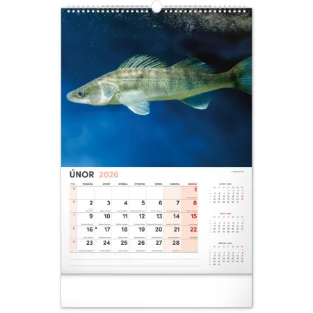 NOTIQUE Nástěnný kalendář Rybářský 2026, 33 x 46 cm