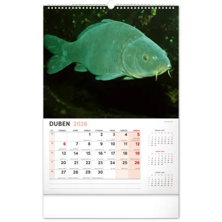 NOTIQUE Nástěnný kalendář Rybářský 2026, 33 x 46 cm