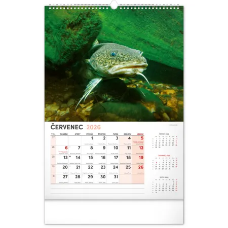NOTIQUE Nástěnný kalendář Rybářský 2026, 33 x 46 cm