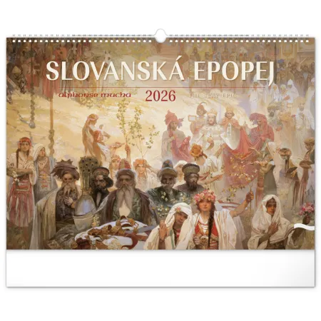 NOTIQUE Nástěnný kalendář Slovanská epopej – Alfons Mucha 2026, 48 x 33 cm