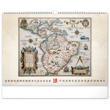NOTIQUE Nástěnný kalendář Staré mapy 2026, 48 x 33 cm