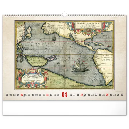 NOTIQUE Nástěnný kalendář Staré mapy 2026, 48 x 33 cm