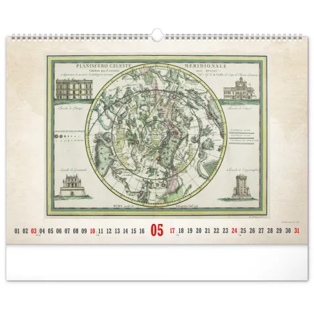 NOTIQUE Nástěnný kalendář Staré mapy 2026, 48 x 33 cm