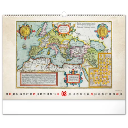 NOTIQUE Nástěnný kalendář Staré mapy 2026, 48 x 33 cm