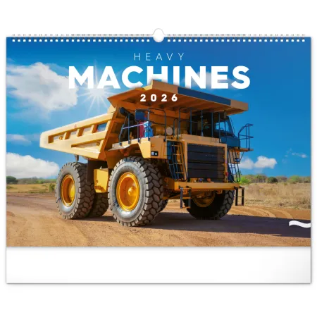 NOTIQUE Nástěnný kalendář Stavební stroje 2026, 48 x 33 cm