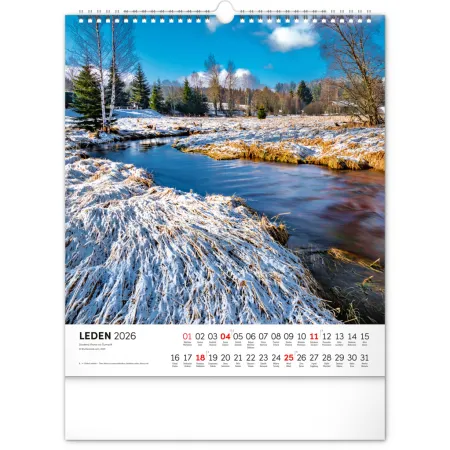 NOTIQUE Nástěnný kalendář Šumava 2026, 30 x 34 cm