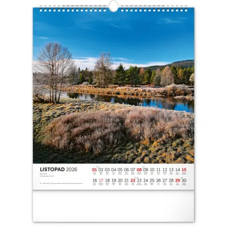 NOTIQUE Nástěnný kalendář Šumava 2026, 30 x 34 cm