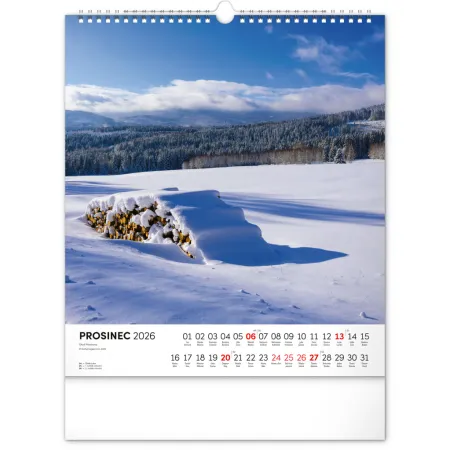 NOTIQUE Nástěnný kalendář Šumava 2026, 30 x 34 cm